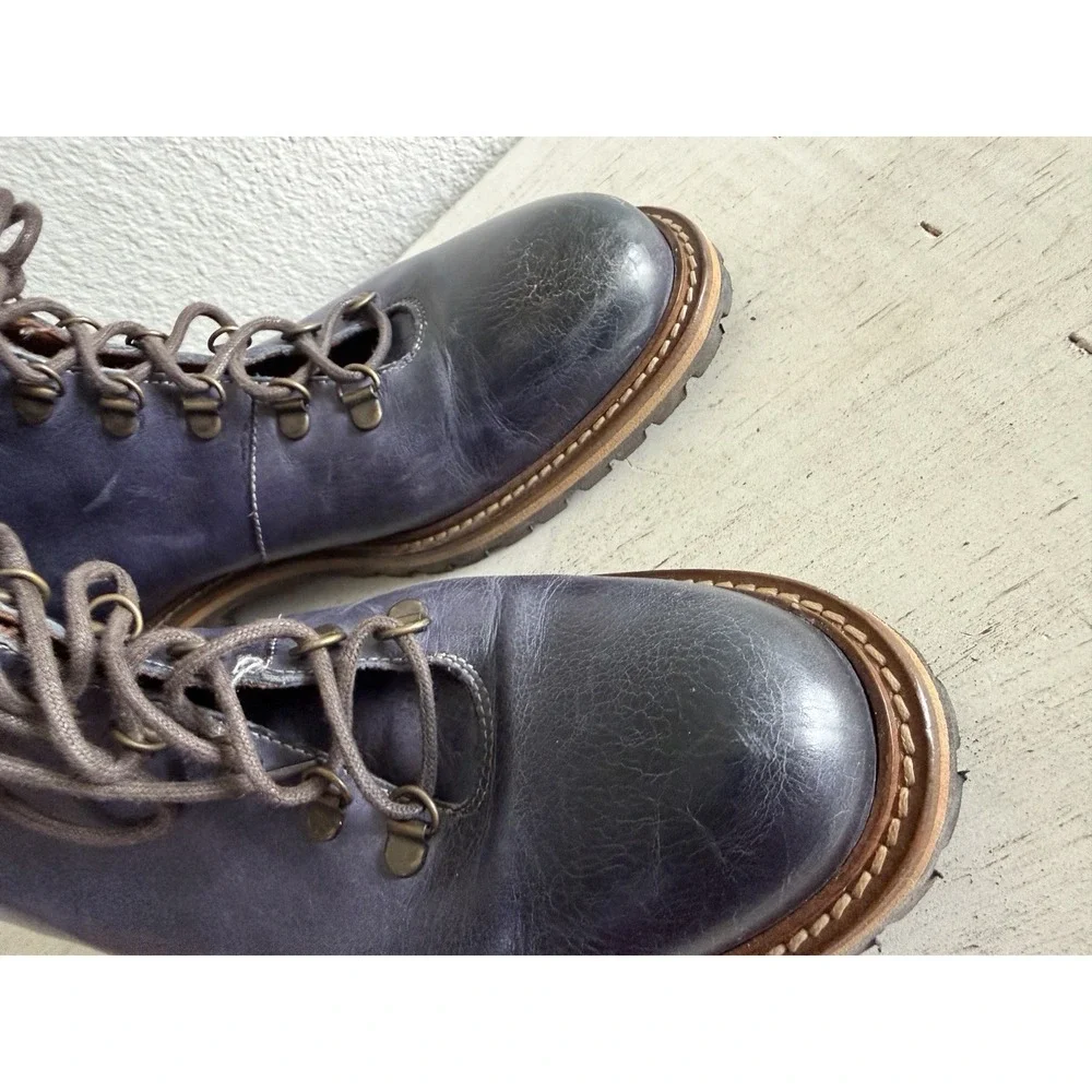 Massimo Matteo Italian Men's Ankle Boot Lace Up Navy Blue Gray‎ Size 8 M GUC